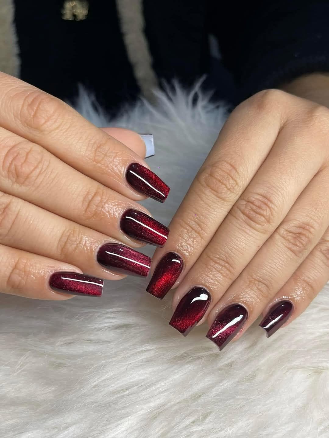 Midnight burgundy gel nails